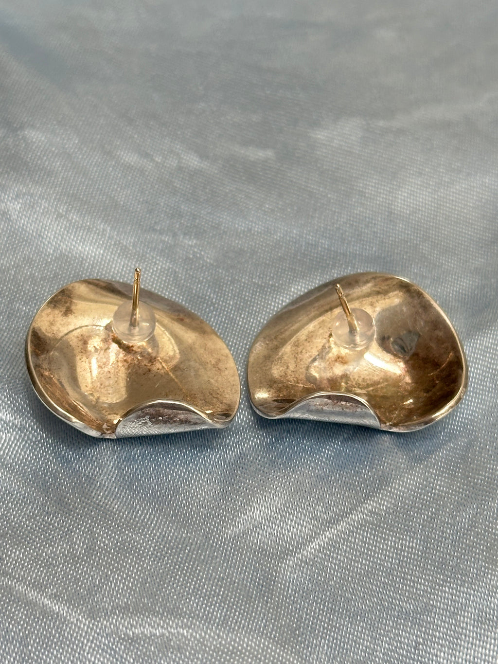 Silver Wave Stud Earrings