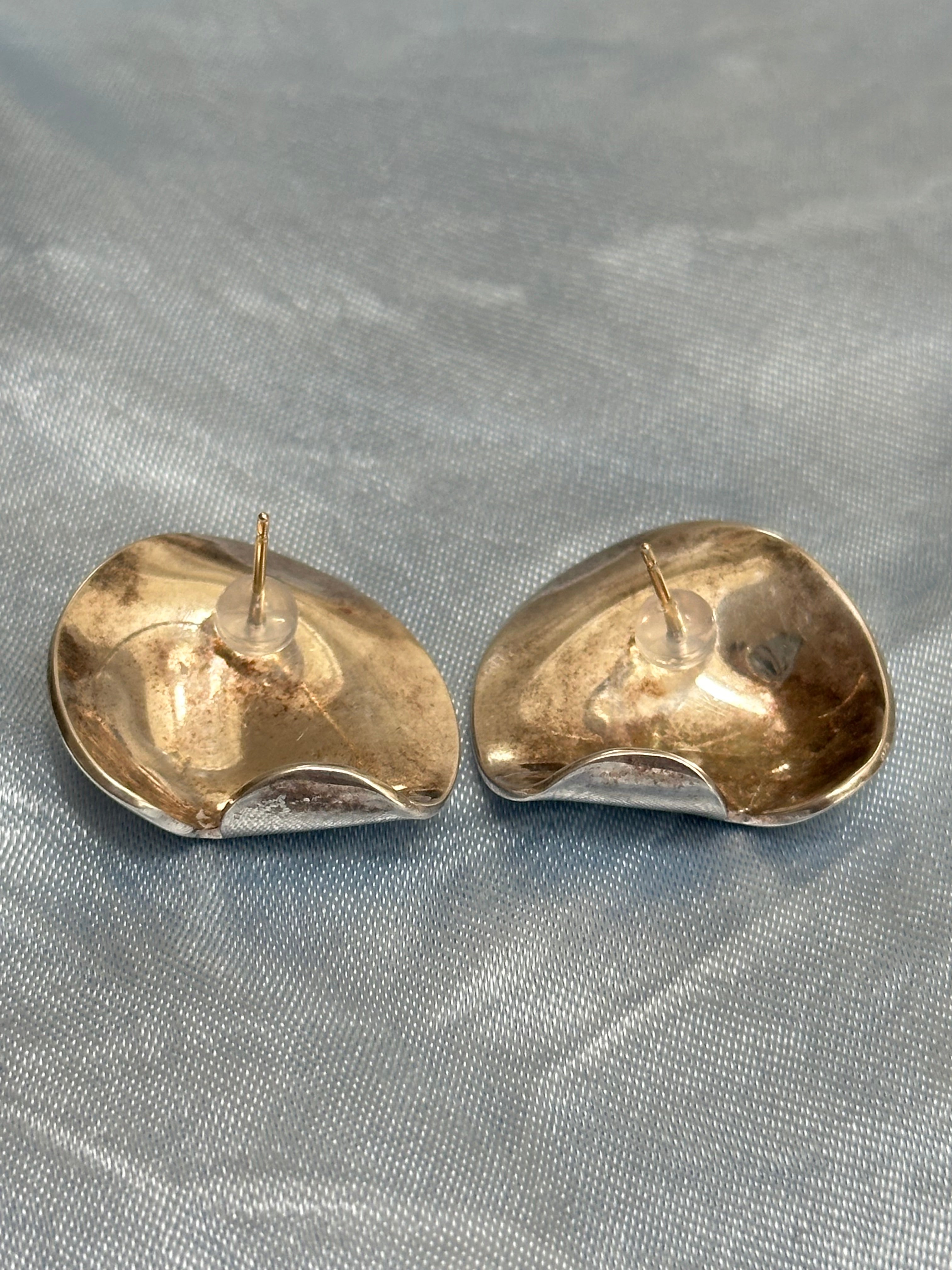 Silver Wave Stud Earrings