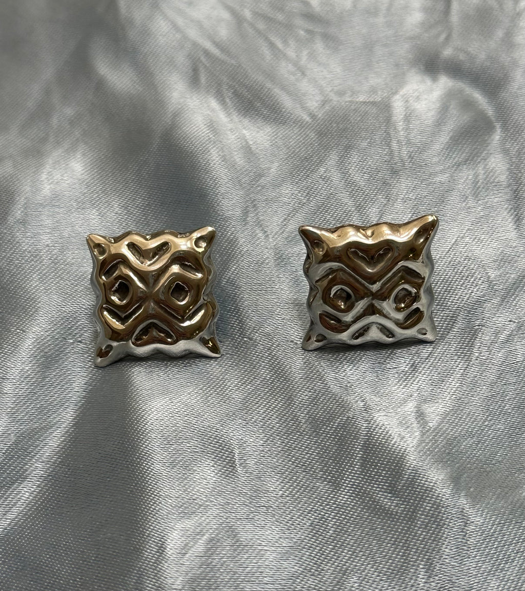 Square Silver Stud Earrings