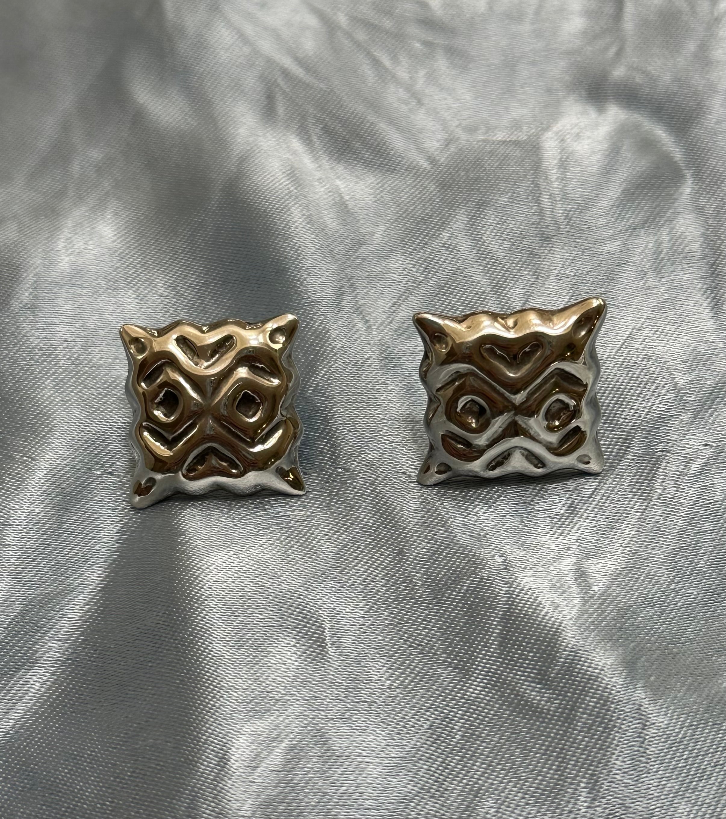 Square Silver Stud Earrings