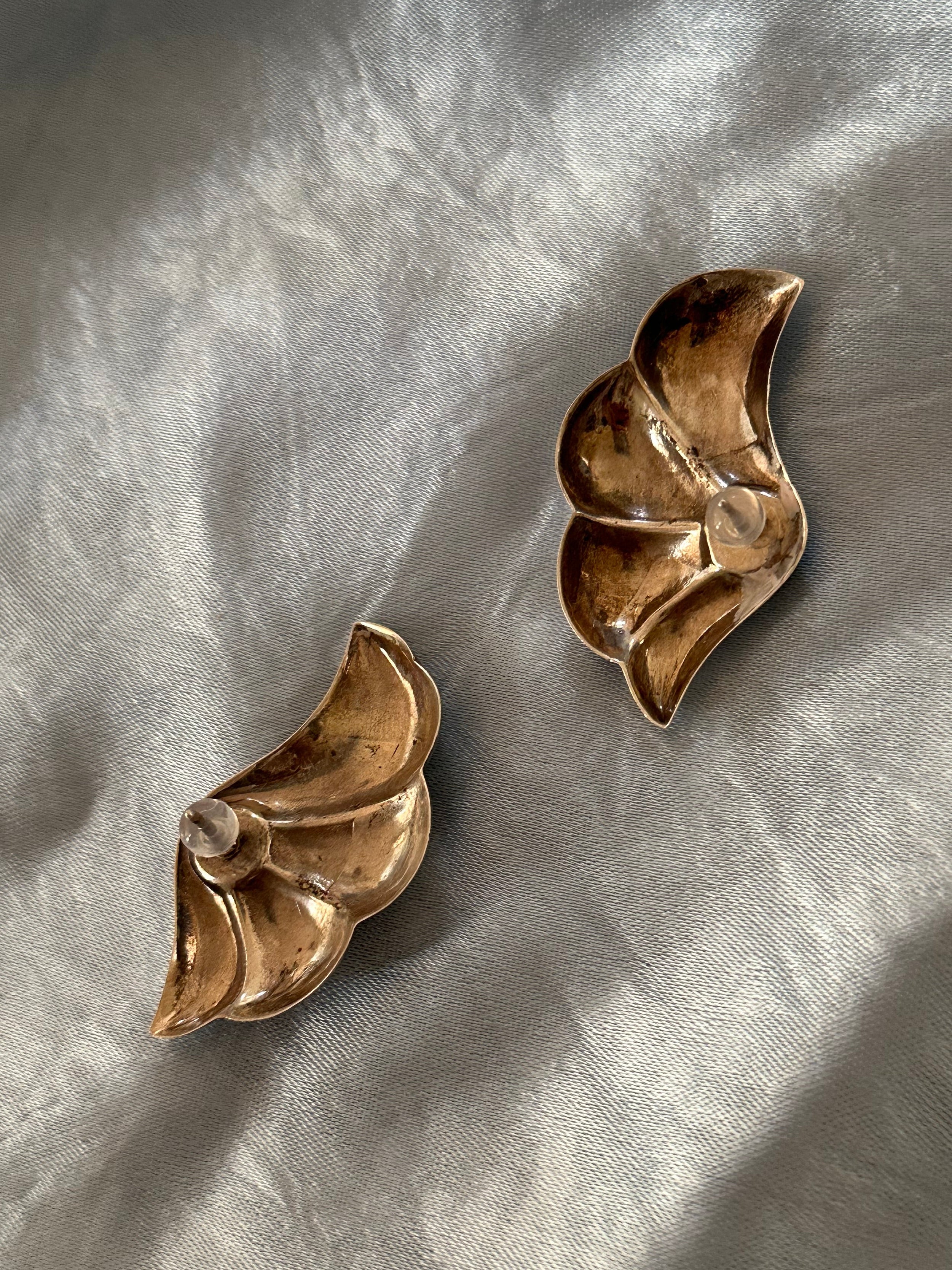 Vintage sculptural silver earrings