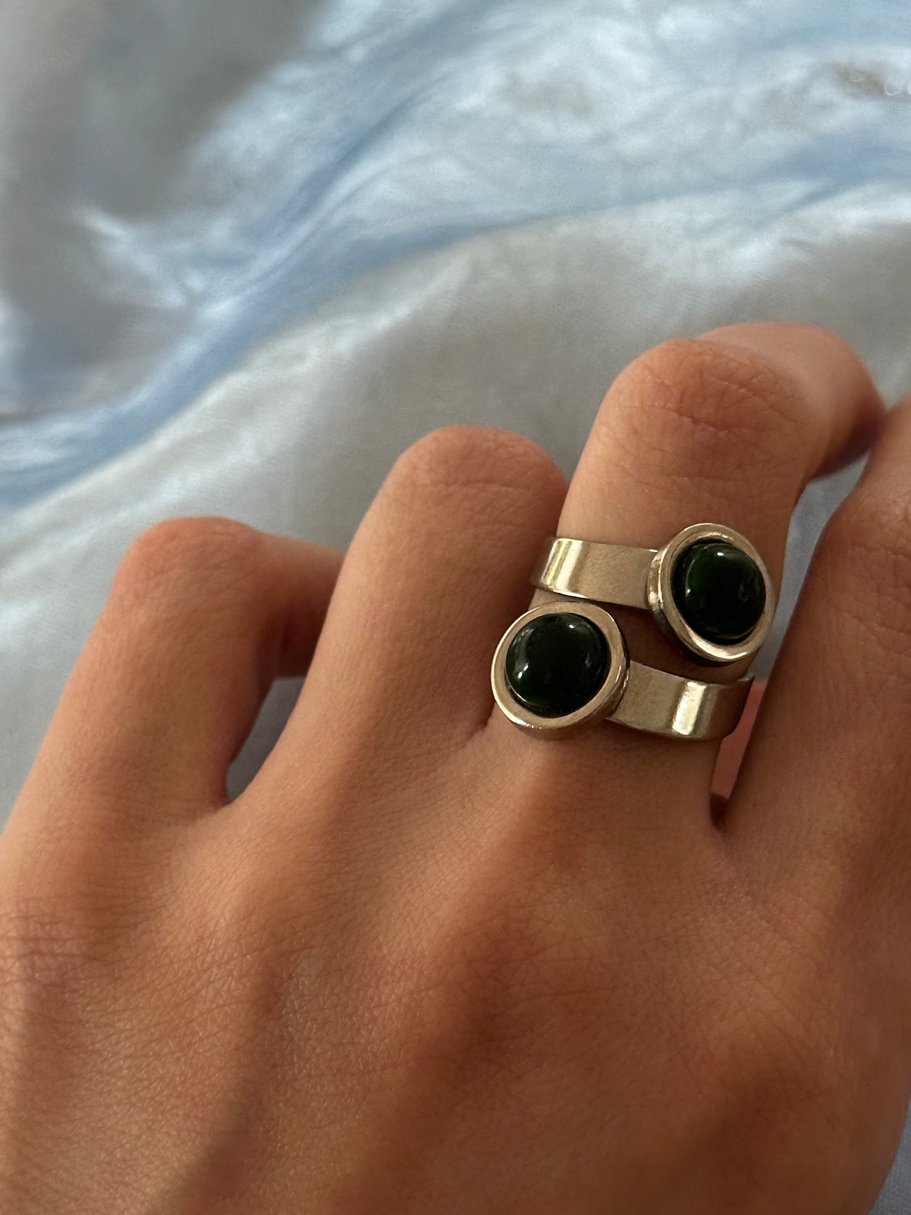 Vintage Silver Ring with Enamel beads