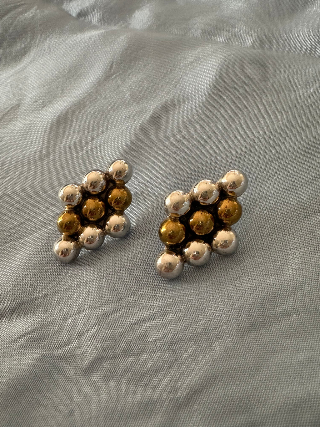 Clustered Beads silver Earrings