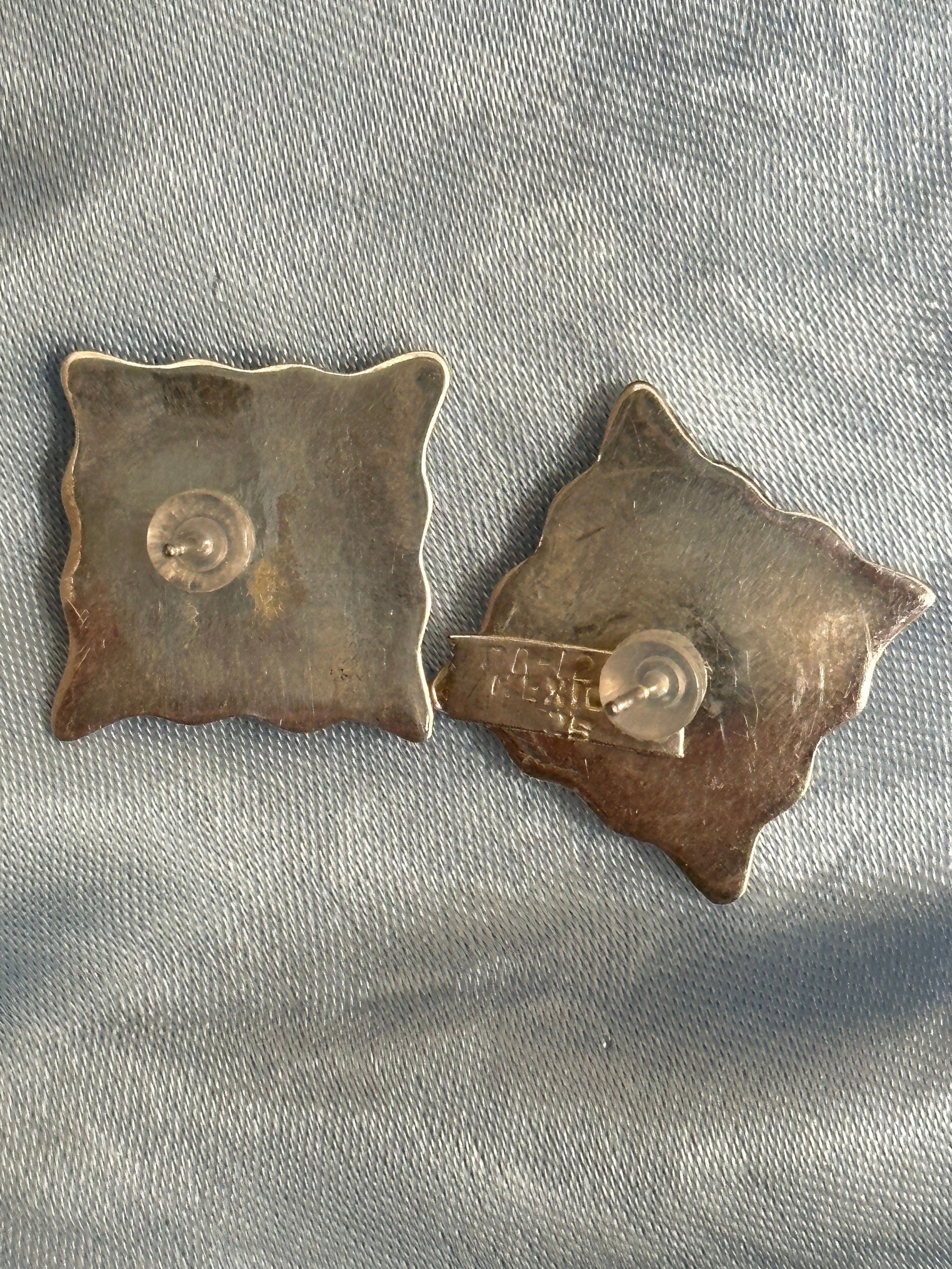 Square Silver Stud Earrings