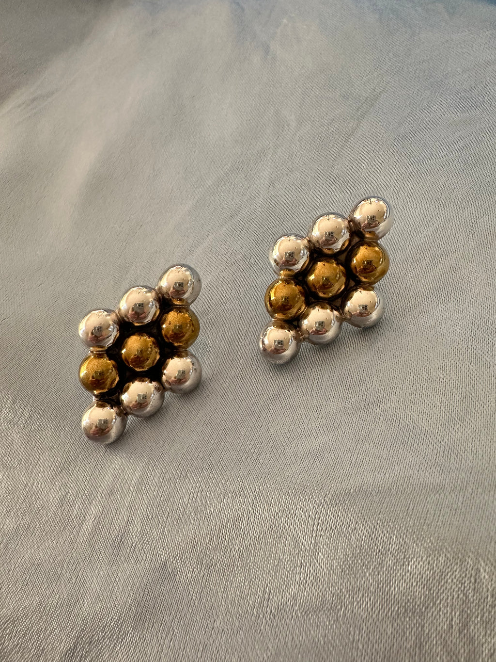 Clustered Beads silver Earrings