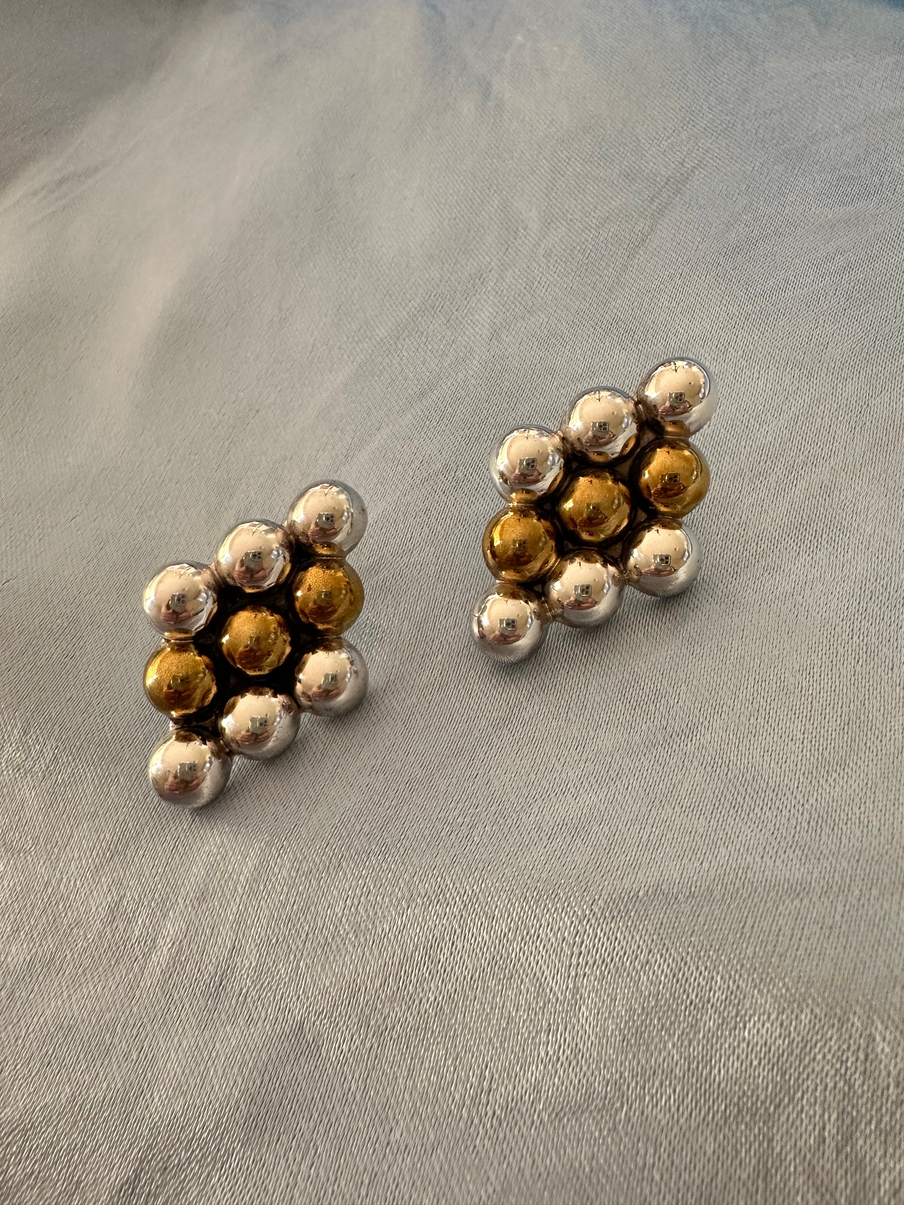 Clustered Beads silver Earrings