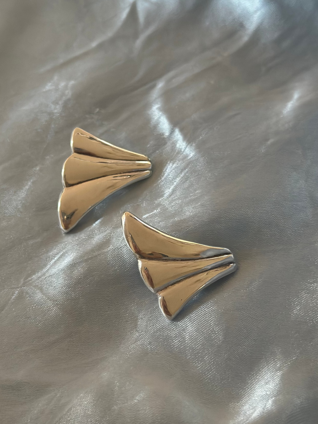 Silver wing clip on earrings