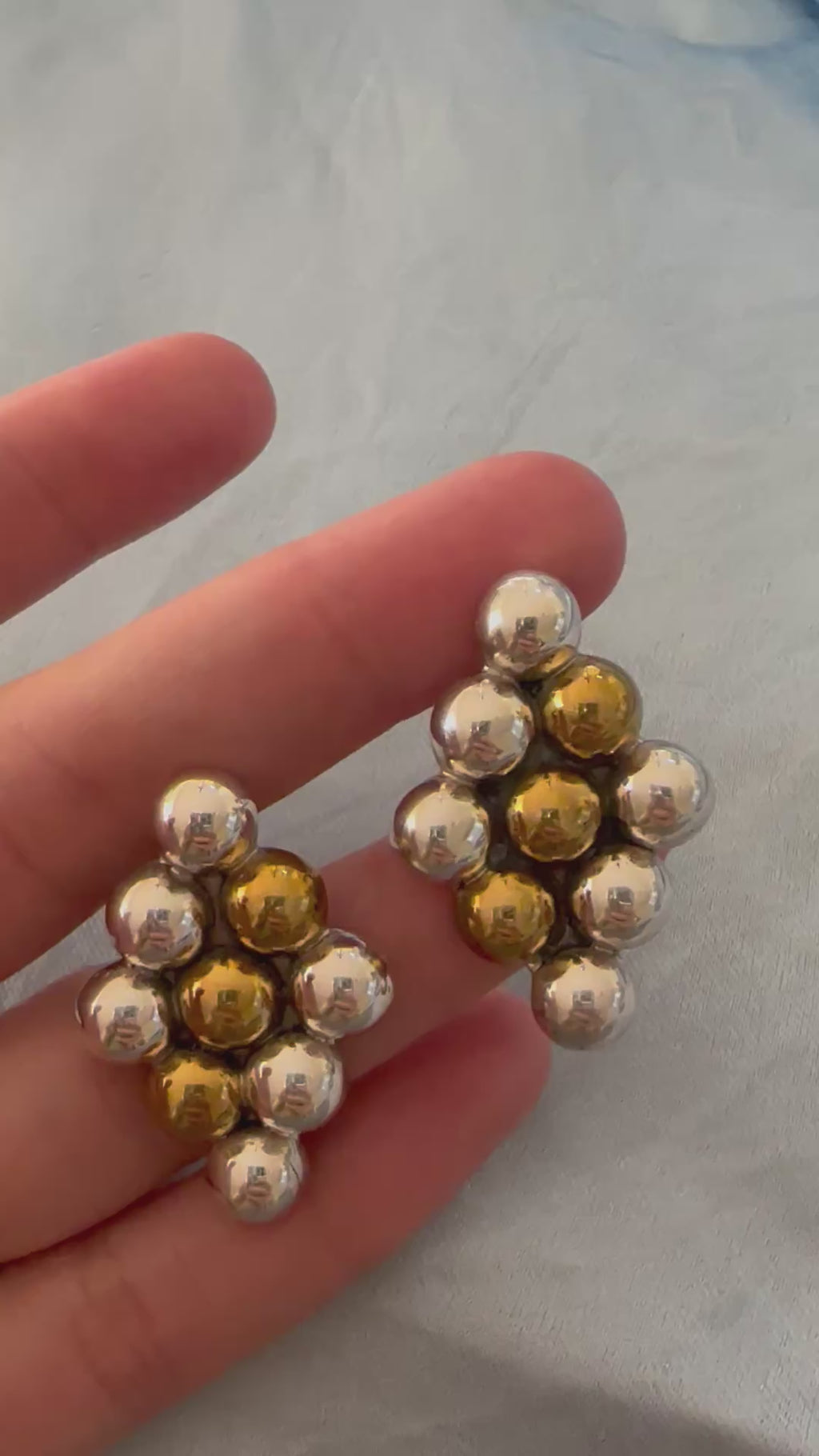 Clustered Beads silver Earrings