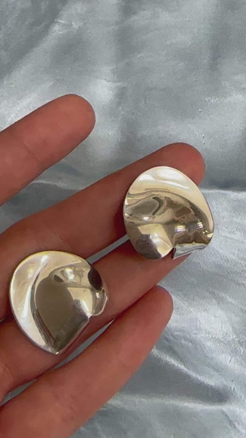Silver Wave Stud Earrings